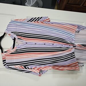 Striped Button-Up Women's Top